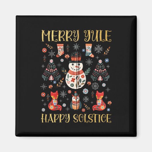 Merry Weihnachten Happy Solstice Cotattcore Skandi Magnet (Vorne)