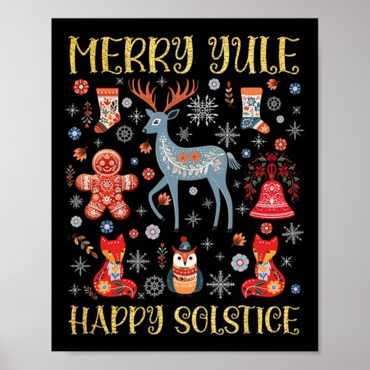 Merry Weihnachten Happy Solstice Cotattcore Skandi Poster (Vorne)