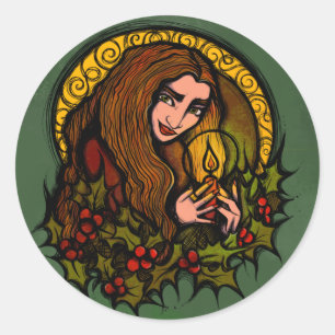 Merry Weihnachten Hexe Runder Aufkleber
