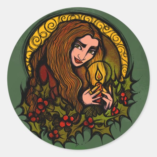 Merry Weihnachten Hexe Runder Aufkleber (Vorderseite)