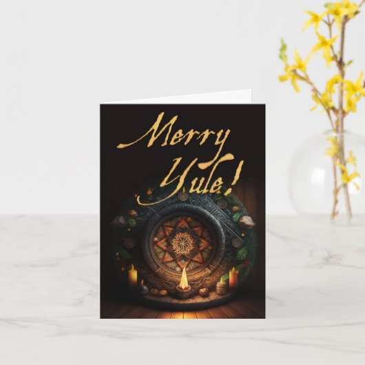 Merry Weihnachten Holiday Card Karte (Gelbe Blume)