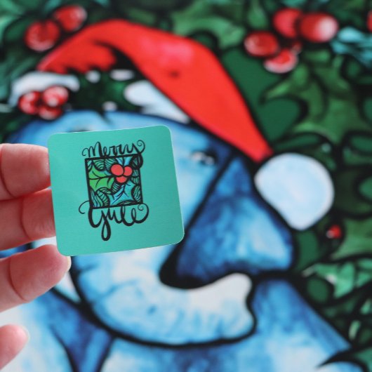 Merry Weihnachten Quadratischer Aufkleber