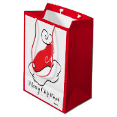 Merry Weihnachtsmannmütze Mittlere Geschenktüte (Rückseite Schrägansicht)
