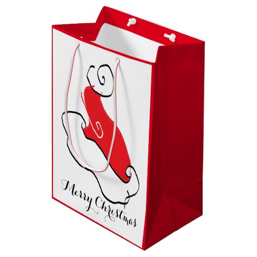 Merry Weihnachtsmannmütze Mittlere Geschenktüte (Vorderseite Schrägansicht)