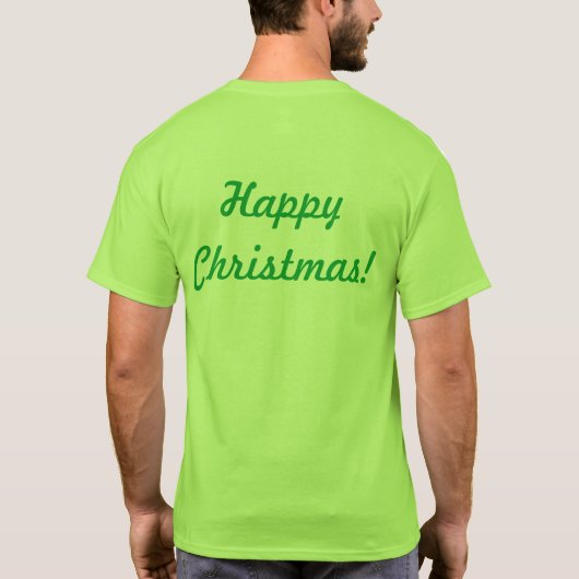 Merry Weihnachtstext Name Santa Gift Printed Basic T-Shirt (Rückseite)