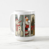MERRY – Weihnachtszeichen-Buchstaben-Kunst Kaffeetasse (Vorderseite Links)