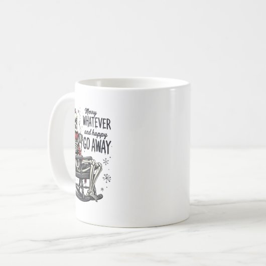Merry Whatever And Happy Go Away Christmas Funny Q Kaffeetasse (Vorderseite Links)