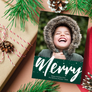 MERRY   white lettering holiday card Feiertagskarte