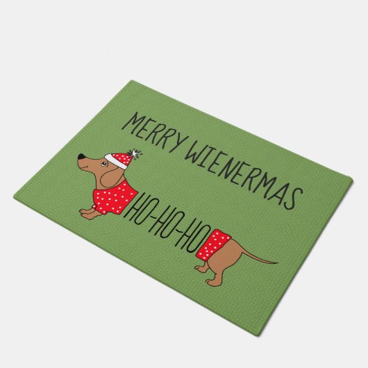 Merry Wienermas Dackel 18" x 24" Door Mat Fußmatte (Schrägansicht)