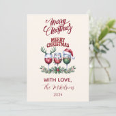 Merry Wine Christmas Feiertagskarte (Stehend Vorderseite)