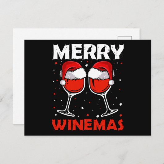 Merry Winemas Red Wine Ugly Christmas Wein Lover Ankündigungspostkarte (Vorne/Hinten)