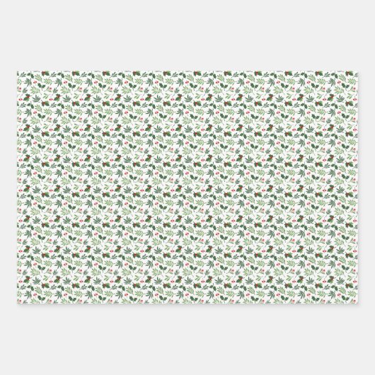 Merry Winter Kariert Botanisches Weihnachtsmuster Geschenkpapier Set (Vorderseite 3)