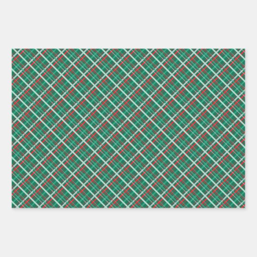 Merry Winter Kariert Botanisches Weihnachtsmuster Geschenkpapier Set (Vorderseite 2)