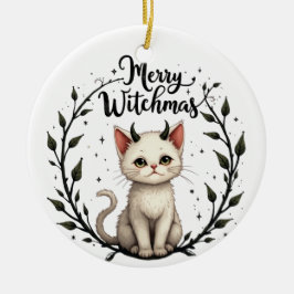 Merry Witchmas - Adorable Cat with Horns Ornament