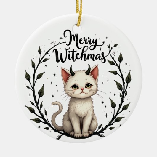 Merry Witchmas - Adorable Cat with Horns Ornament (Vorne)