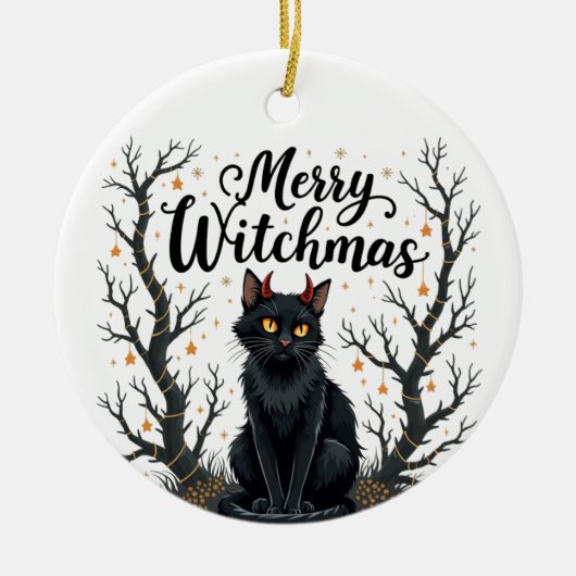 Merry Witchmas Black Cat Ornament (Vorne)