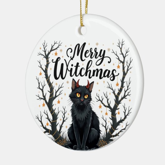 Merry Witchmas Black Cat Ornament (Links)
