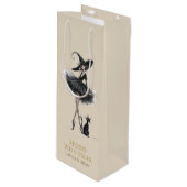 Merry Witchmas Wine Gift Box – Gothic Witch & Cat Geschenktüte Für Weinflaschen (Vorderseite Schrägansicht)