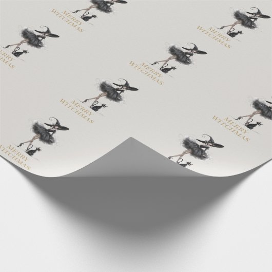 Merry Witchmas Wrapping Paper – Gothic Witch & Cat Geschenkpapier (Ecke)