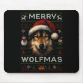 Merry Wolfmas Merry Christmas Wolf Ugly Sweater Fu Mousepad (Vorne)