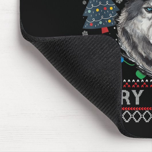 Merry Wolfmas Merry Christmas Wolf Ugly Sweater Fu Mousepad (Ecke)
