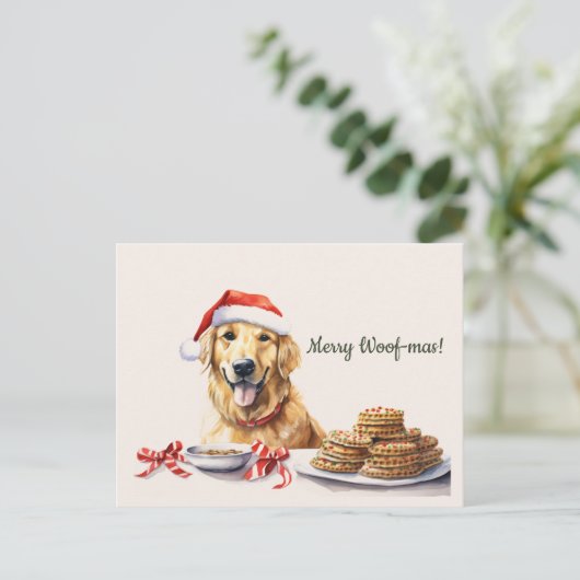 Merry Woof-mas Dog Cookies Weihnachten Postkarte (Stehend Vorderseite)