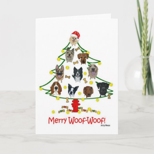 Merry Woof-Woof-Hunde-Weihnachtskarte Dankeskarte (Vorderseite)