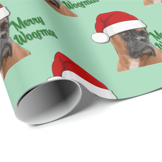Merry Woofmas Adorable Boxer mit einer Weihnachtsm Geschenkpapier (Rolleneckpunkt)