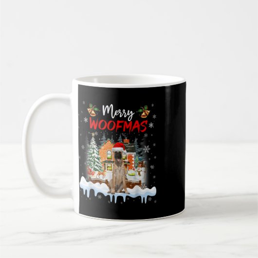 Merry Woofmas Belgischer Schäferhund Weihnachtsbau Kaffeetasse (Links)
