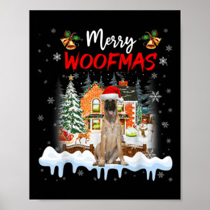 Merry Woofmas Belgischer Schäferhund Weihnachtsbau Poster
