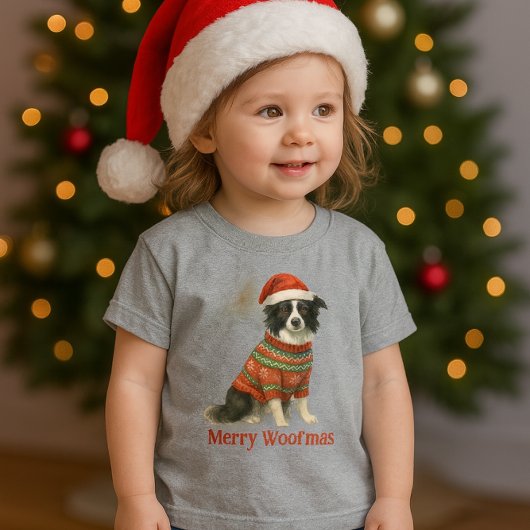 Merry Woofmas Border Collie Christmas  T-Shirt