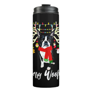 Merry Woofmas Boston Terrier Reindeer Christmas Do Thermosbecher