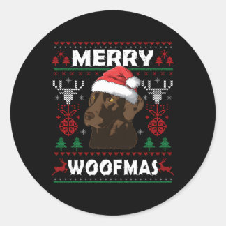 Merry Woofmas Chocolate Labrador Labrador Runder Aufkleber