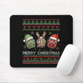 Merry Woofmas Christmas Dog Paws Leopard Ugly Swea Mousepad (Mit Mouse)