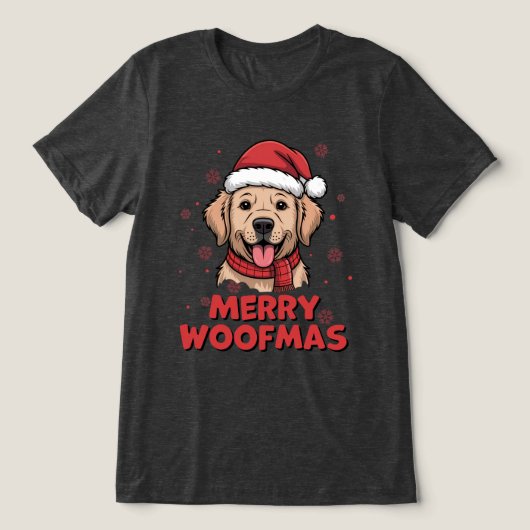 Merry Woofmas - Christmas with a Cute Santa Dog Tri-Blend Shirt (Design Vorderseite)