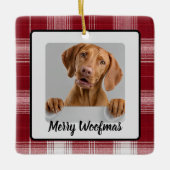 Merry Woofmas Custom Dog Photo Christmas Ornament (Vorderseite)