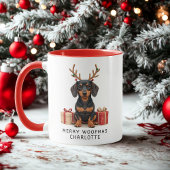 Merry Woofmas Dackel Personalisiert Weihnachten Tasse