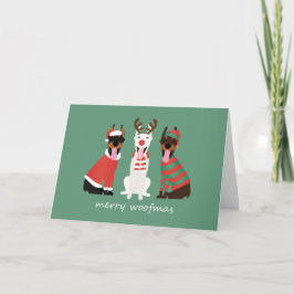 Merry Woofmas Dobermann Weihnachtshunde Feiertagskarte