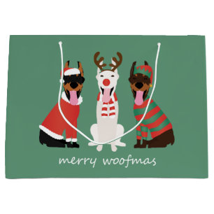 Merry Woofmas Dobermann Weihnachtshunde Große Geschenktüte