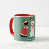 Merry Woofmas Dobermann Weihnachtshunde Tasse (Vorderseite Links)