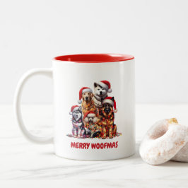 Merry Woofmas Dog Christmas Zweifarbige Tasse