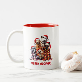 Merry Woofmas Dog Christmas Zweifarbige Tasse