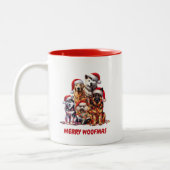 Merry Woofmas Dog Christmas Zweifarbige Tasse (Links)