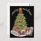 Merry Woofmas Dog Design - Akita Postkarte (Vorne/Hinten)