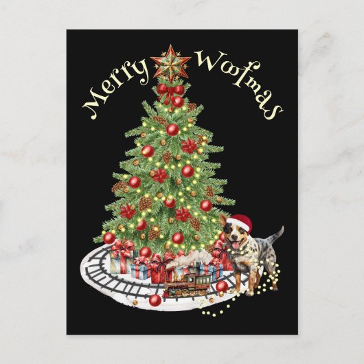 Merry Woofmas Dog Design - Australischer Rinderhun Postkarte (Vorderseite)