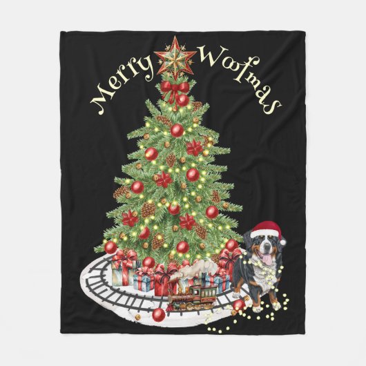Merry Woofmas Dog Design - Bernese Mountain Dog Fleecedecke (Vorderseite)