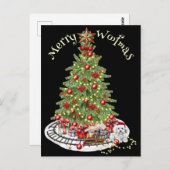 Merry Woofmas Dog Design - Bichon Frise Postkarte (Vorne/Hinten)
