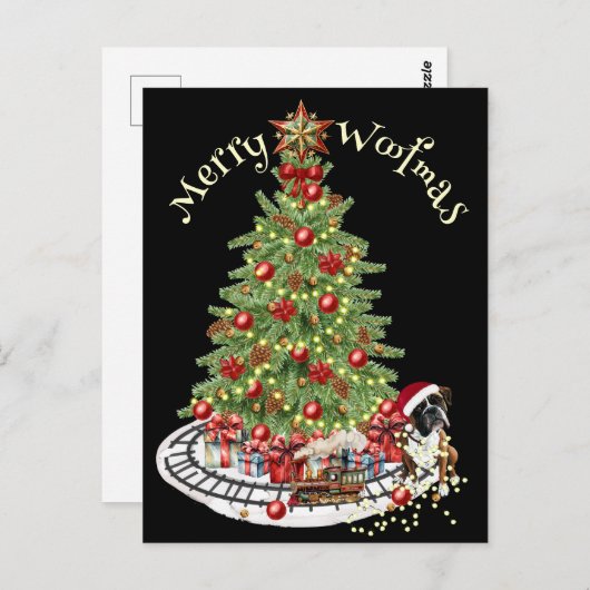 Merry Woofmas Dog Design - Boxer Postkarte (Vorne/Hinten)