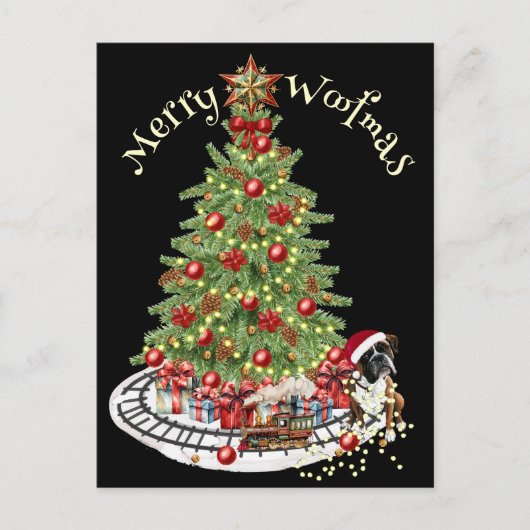 Merry Woofmas Dog Design - Boxer Postkarte (Vorderseite)