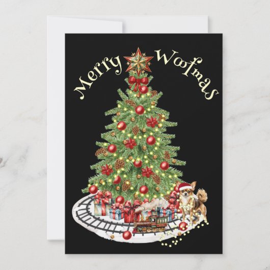 Merry Woofmas Dog Design - Chihuahua Feiertagskarte (Vorderseite)